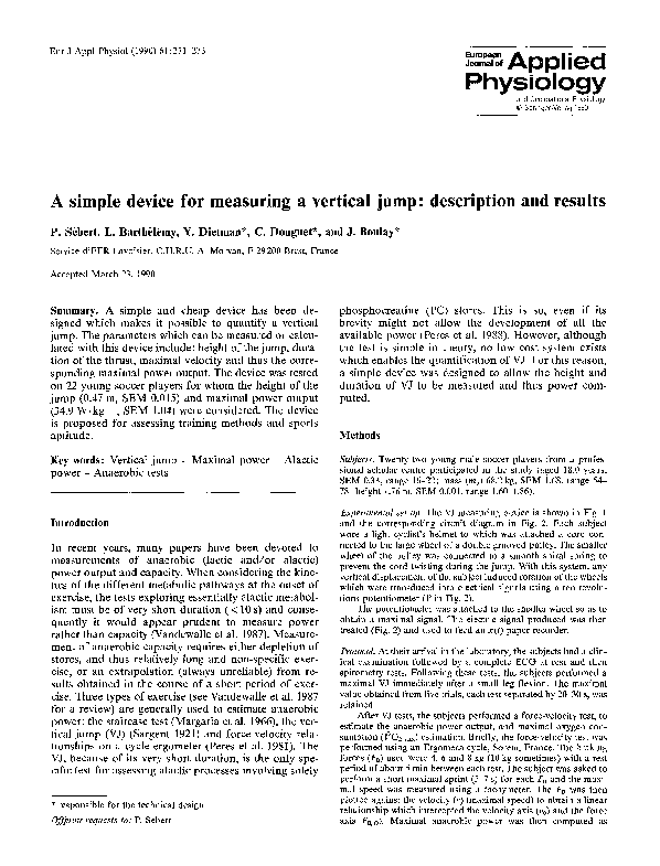(PDF) A simple device for measuring a vertical jump: description and ...