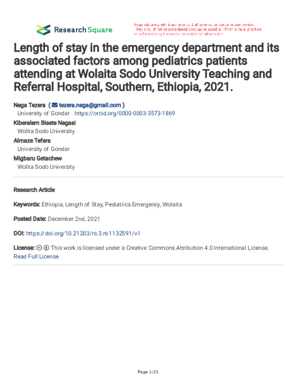 (PDF) Length of stay in the emergency department and its associated ...