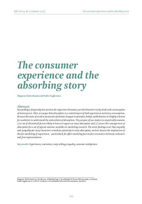 (PDF) The consumer experience and the absorbing story