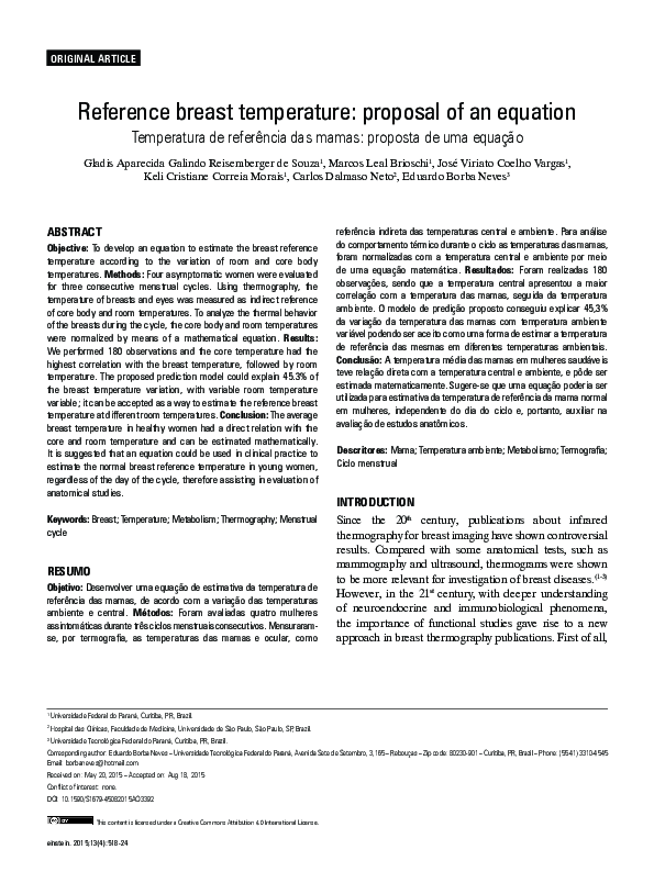 (PDF) Reference breast temperature: proposal of an equation