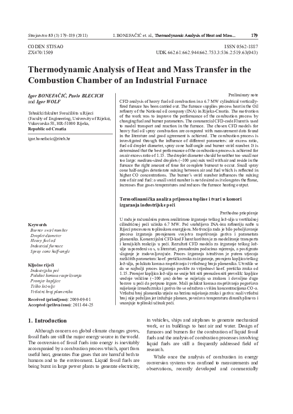 (PDF) Thermodynamic analysis of heat and mass transfer in the ...
