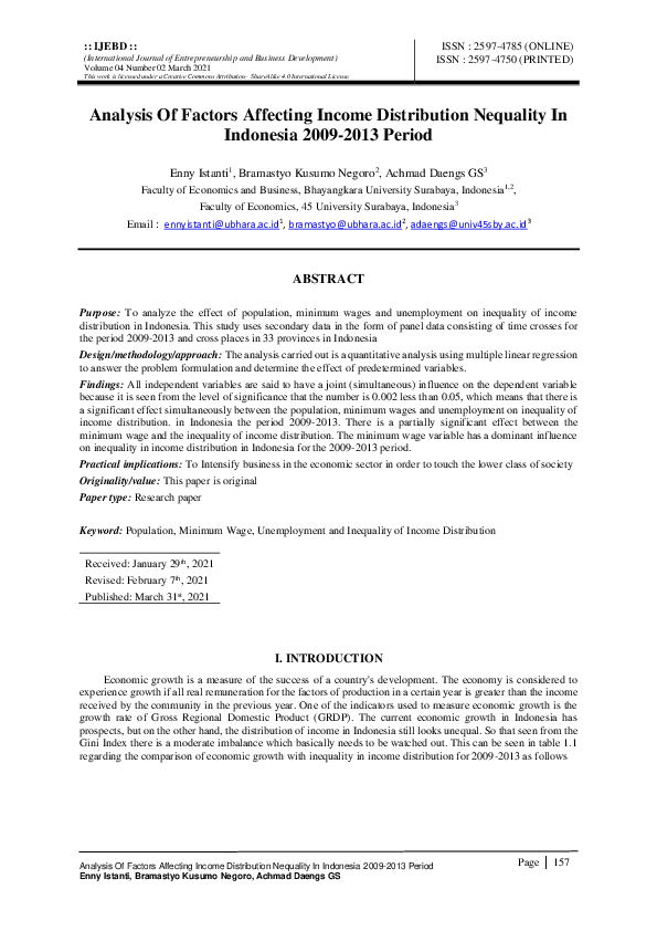 (PDF) Analysis of Factors Affecting Income Distribution Inequality in ...