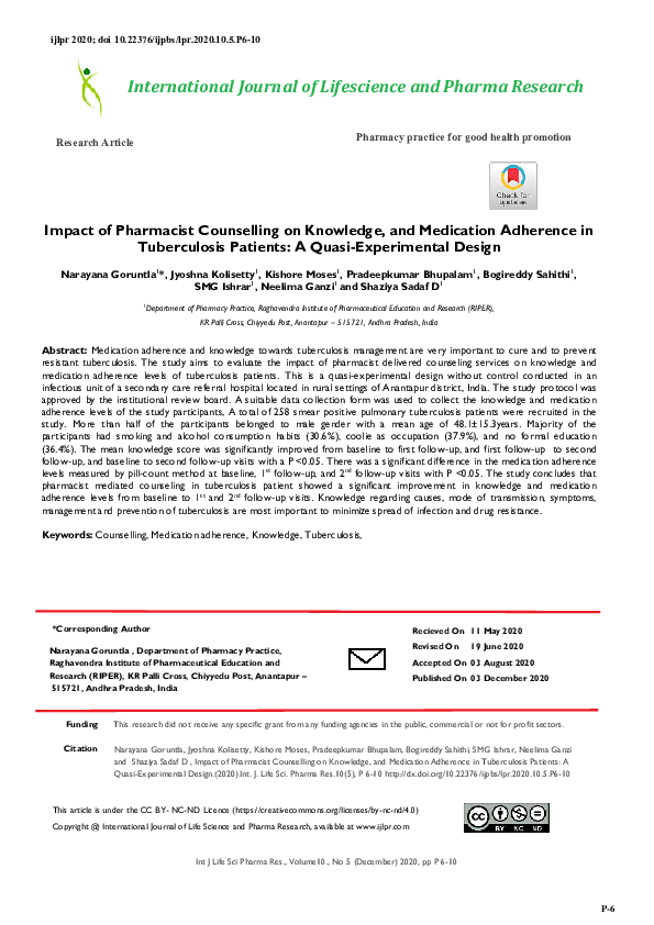 (PDF) Impact Of Pharmacist Counselling On Knowledge, And Medication ...