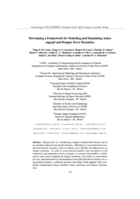 (PDF) A framework for modeling and simulating Aedes aegypti and dengue ...