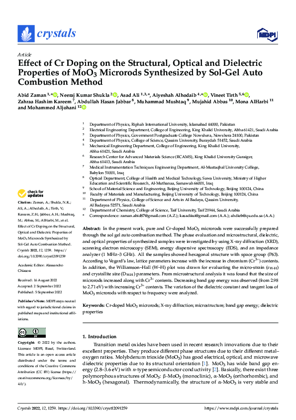(PDF) Effect of Cr Doping on the Structural, Optical and Dielectric ...