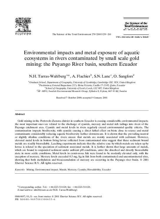 (PDF) Environmental impacts and metal exposure of aquatic ecosystems in ...