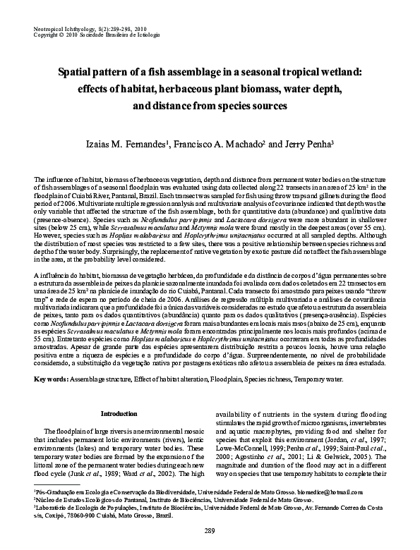 (PDF) Spatial pattern of a fish assemblage in a seasonal tropical ...
