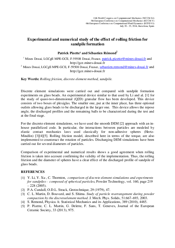 (PDF) Experimental and numerical study of the effect of rolling ...