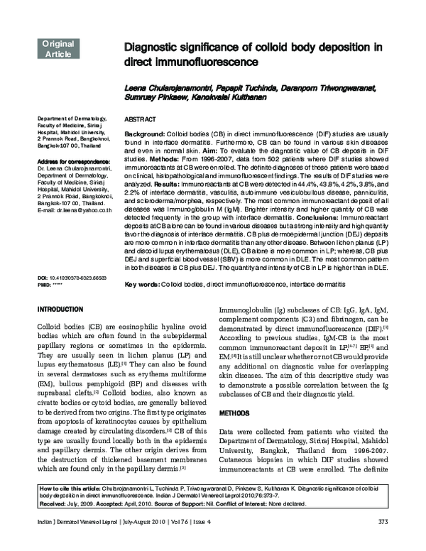 (PDF) Diagnostic significance of colloid body deposition in direct ...