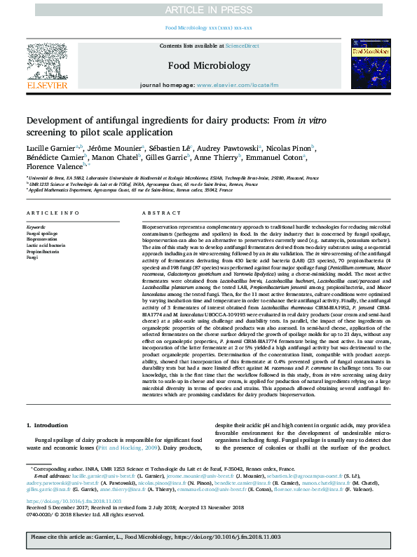 (PDF) Development of antifungal ingredients for dairy products: From in ...