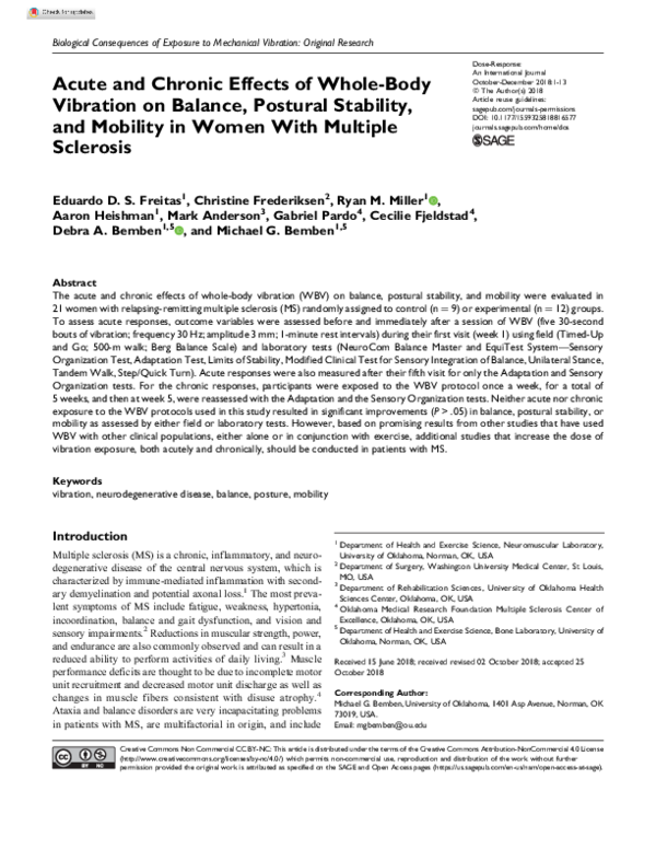 (PDF) Acute and Chronic Effects of Whole-Body Vibration on Balance ...