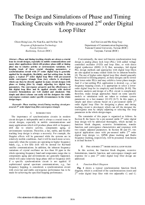 (PDF) The design and simulations of phase and timing tracking circuits ...