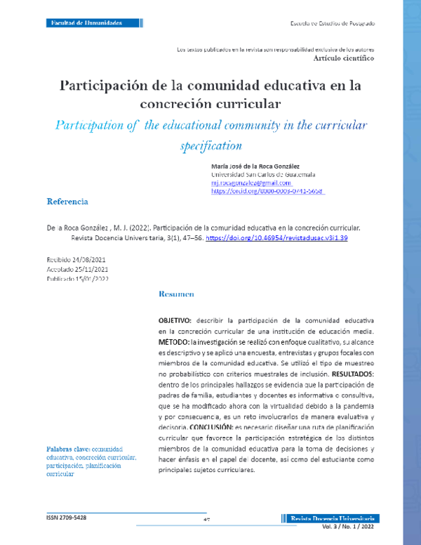 (PDF) Participación de la comunidad educativa en la concreción curricular