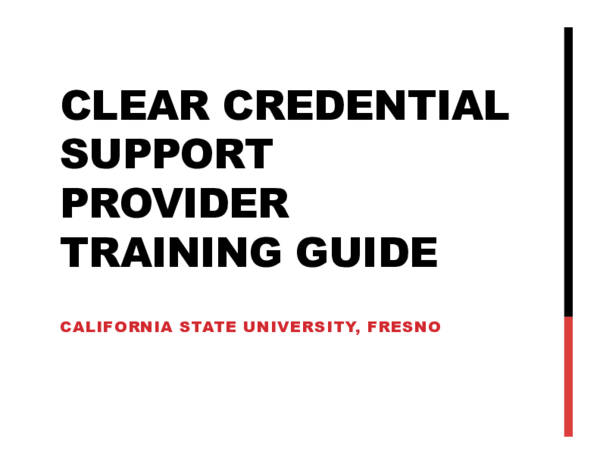 (PDF) Clear Credential Support Provider Training Guide Fresno State Faculty
