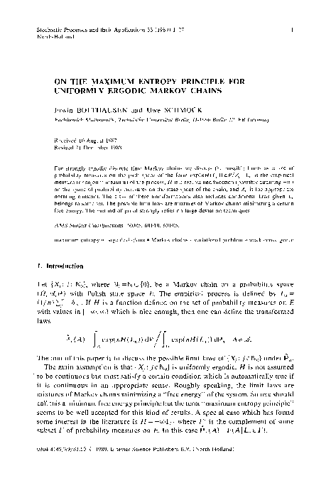 (PDF) On the maximum entropy principle for uniformly ergodic Markov chains