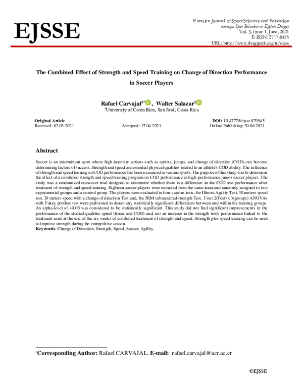 (PDF) The Combined Effect of Strength and Speed Training on Change of ...