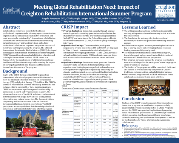 (PDF) Meeting Global Rehabilitation Need: Impact of an International ...