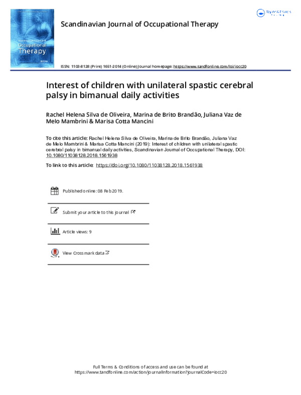 (PDF) Interest of children with unilateral spastic cerebral palsy in ...