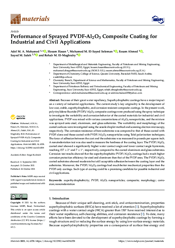 (PDF) Performance of Sprayed PVDF-Al2O3 Composite Coating for ...