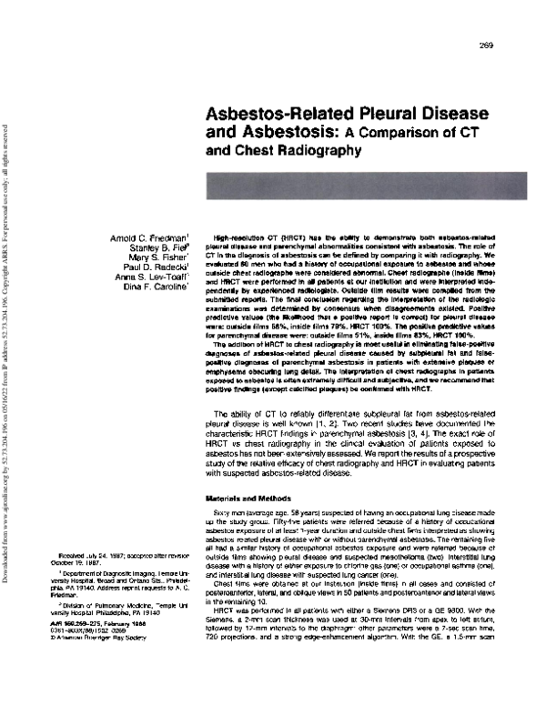 (PDF) Asbestos-related pleural disease and asbestosis: a comparison of ...