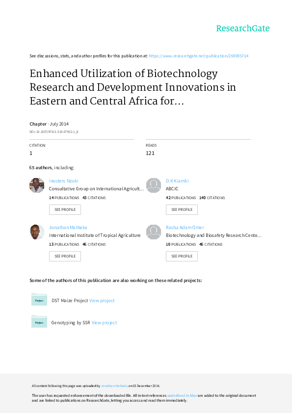 (PDF) Enhanced Utilization of Biotechnology Research and Development ...