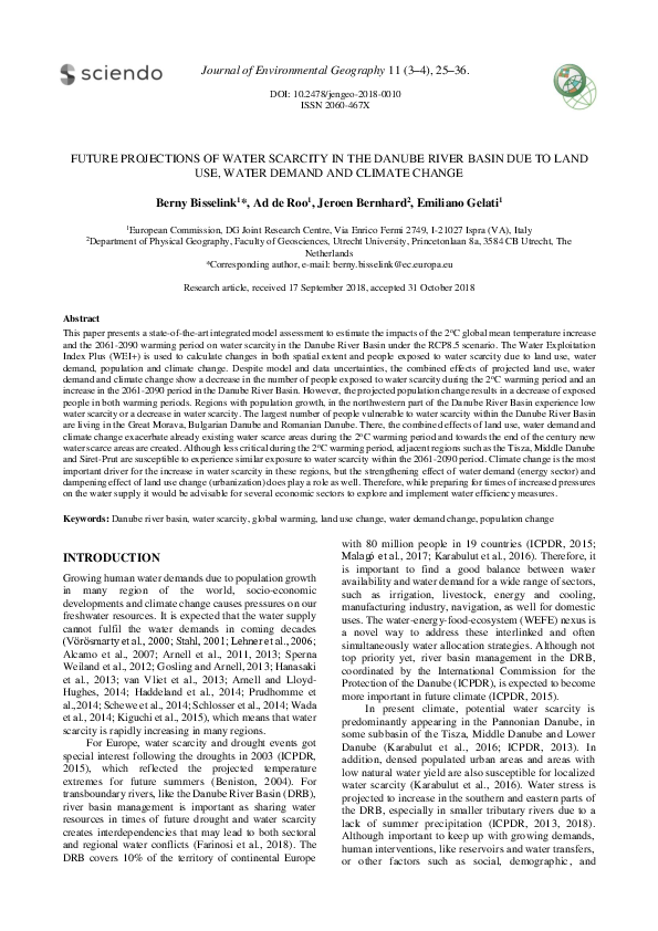 (PDF) Future Projections of Water Scarcity in the Danube River Basin ...