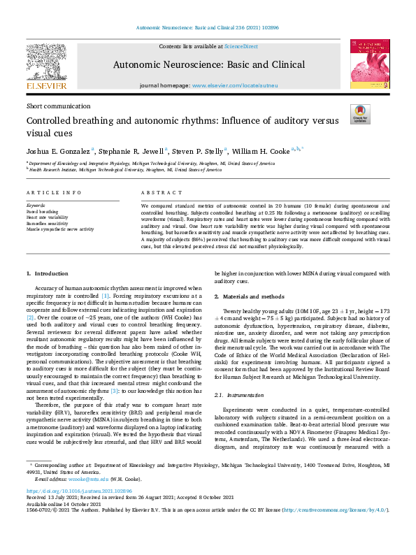 (PDF) Controlled breathing and autonomic rhythms: Influence of auditory ...