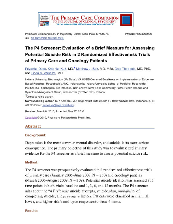 (PDF) The P4 Screener