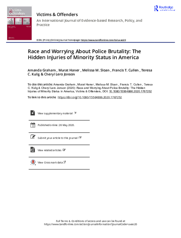 (PDF) Race and Worrying About Police Brutality: The Hidden Injuries of ...