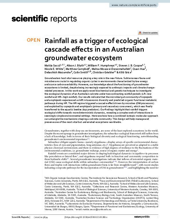 (PDF) Rainfall as a trigger of ecological cascade effects in an