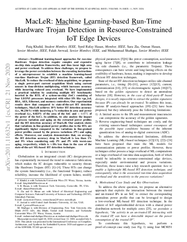 (PDF) MacLeR: Machine Learning-Based Runtime Hardware Trojan Detection ...