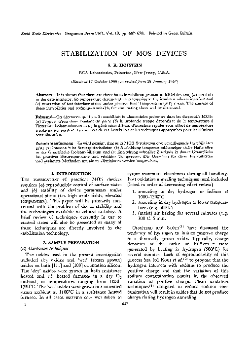 (PDF) Stabilization of MOS devices