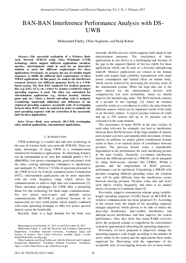 (PDF) BAN-BAN Interference Performance Analysis with DSUWB