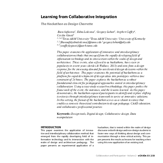 (PDF) Learning from Collaborative Integration:The Hackathon as Design ...