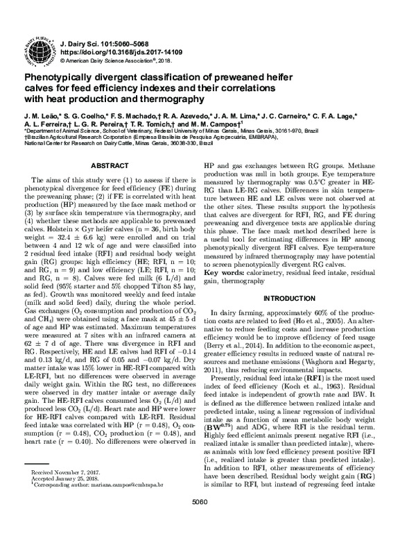 (PDF) Phenotypically divergent classification of preweaned heifer ...