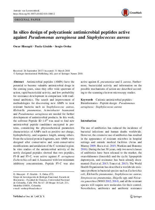 (PDF) In silico design of polycationic antimicrobial peptides active ...