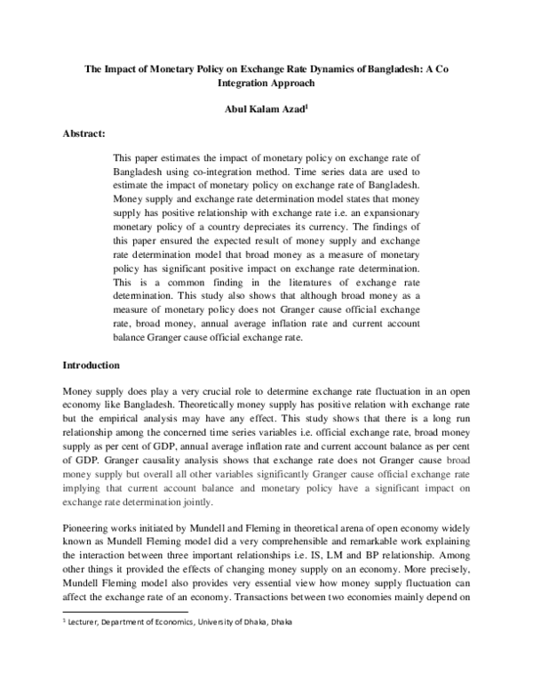 (PDF) The Impact of Monetary Policy on Exchange Rate Dynamics of ...