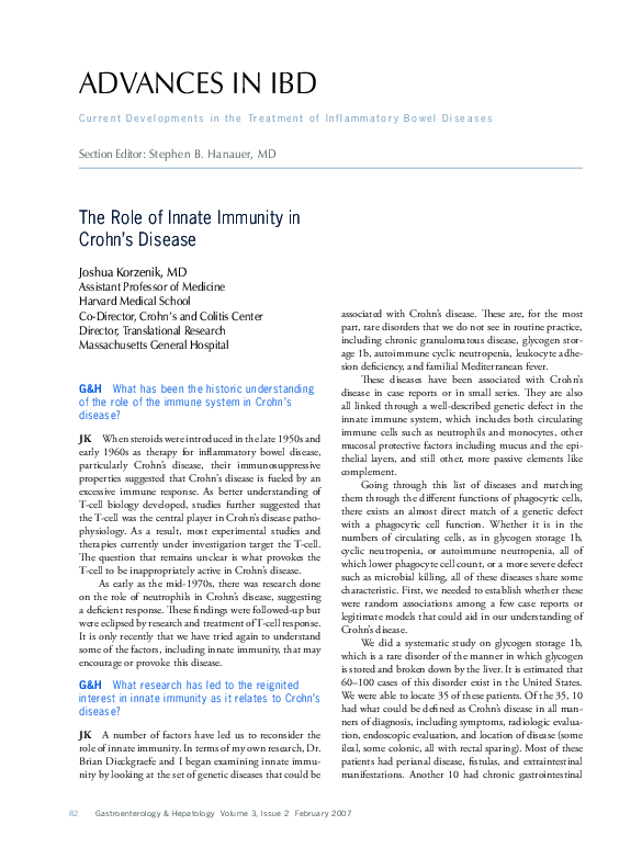 (PDF) The role of innate immunity in Crohn's disease