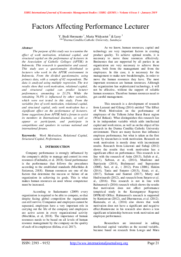 (PDF) Factors Affecting Performance Lecturer