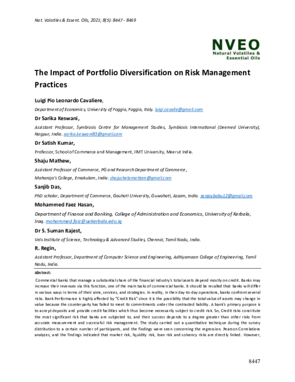 (PDF) The Impact of Portfolio Diversification on Risk Management Practices