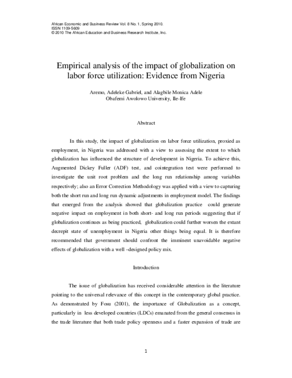 (PDF) Empirical analysis of the impact of globalization on labor force ...