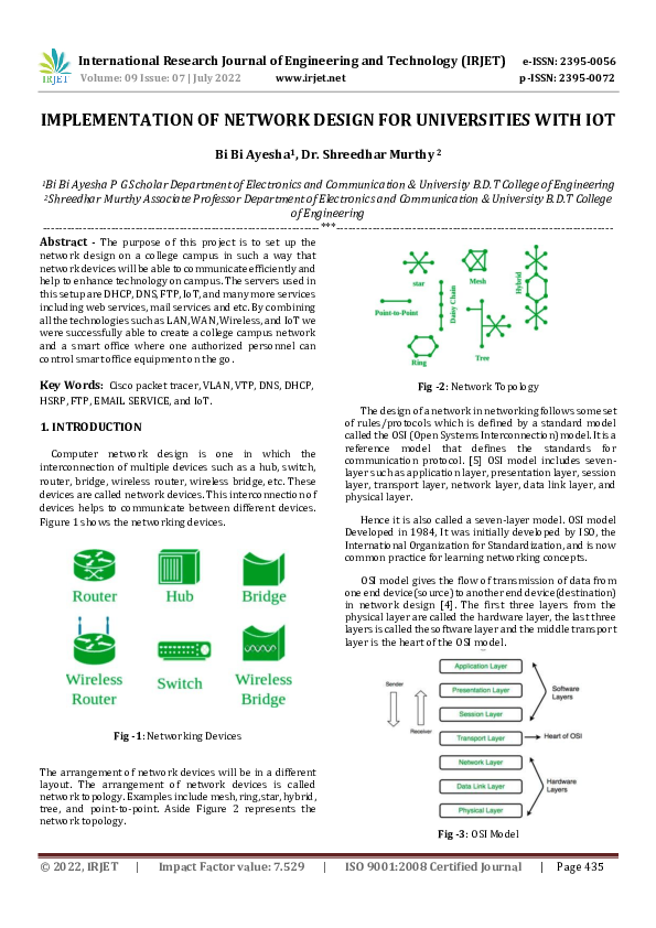 (PDF) IMPLEMENTATION OF NETWORK DESIGN FOR UNIVERSITIES WITH IOT