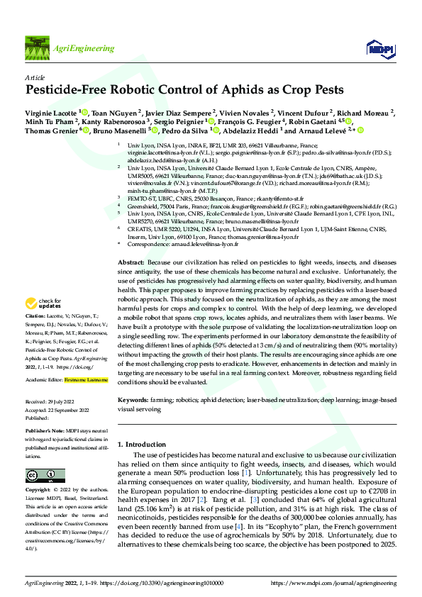 (PDF) Pesticide-Free Robotic Control of Aphids as Crop Pests