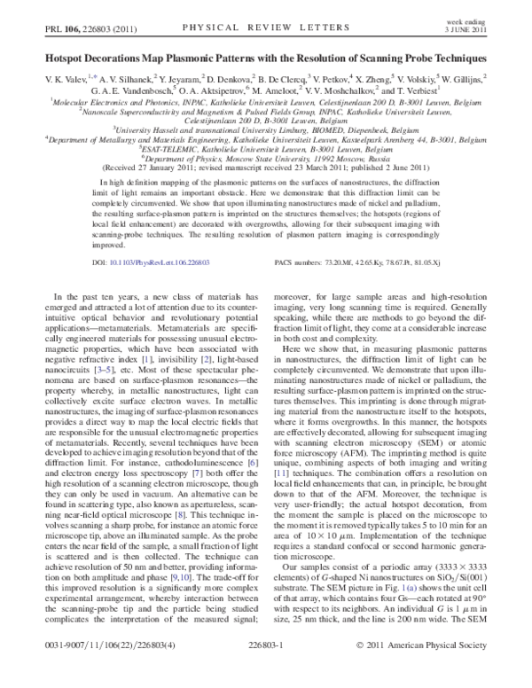 (PDF) Hotspot Decorations Map Plasmonic Patterns with the Resolution of ...