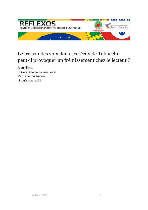 (PDF) Le frisson des voix dans les récits de Tabucchi peut-il provoquer ...