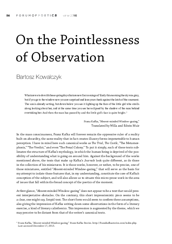 (PDF) On the Pointlessness of Observation