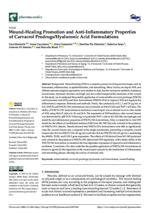 (PDF) WoundHealing Promotion and AntiInflammatory Properties of