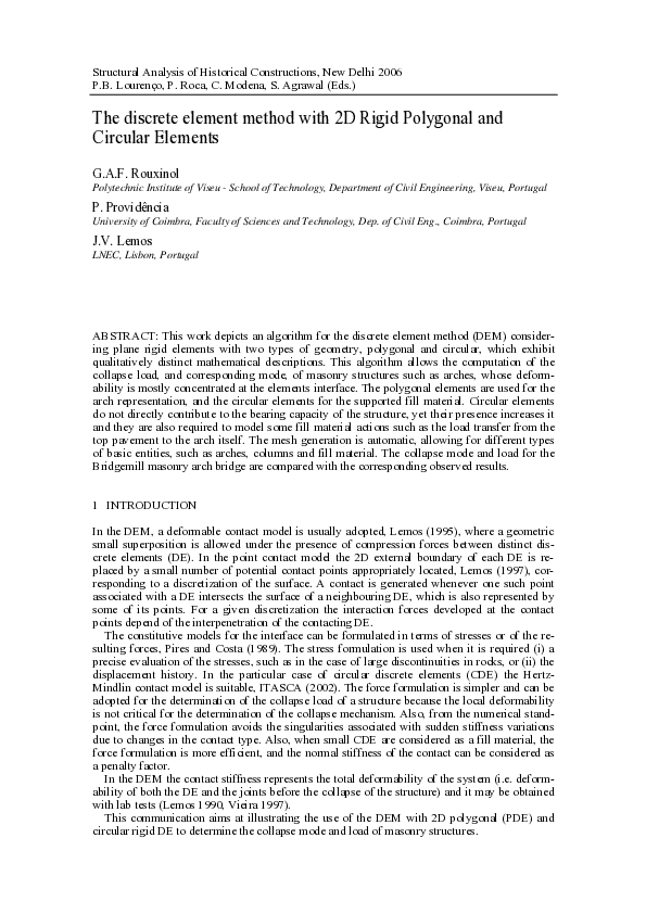 (PDF) The discrete element method with 2D rigid polygonal and circular ...