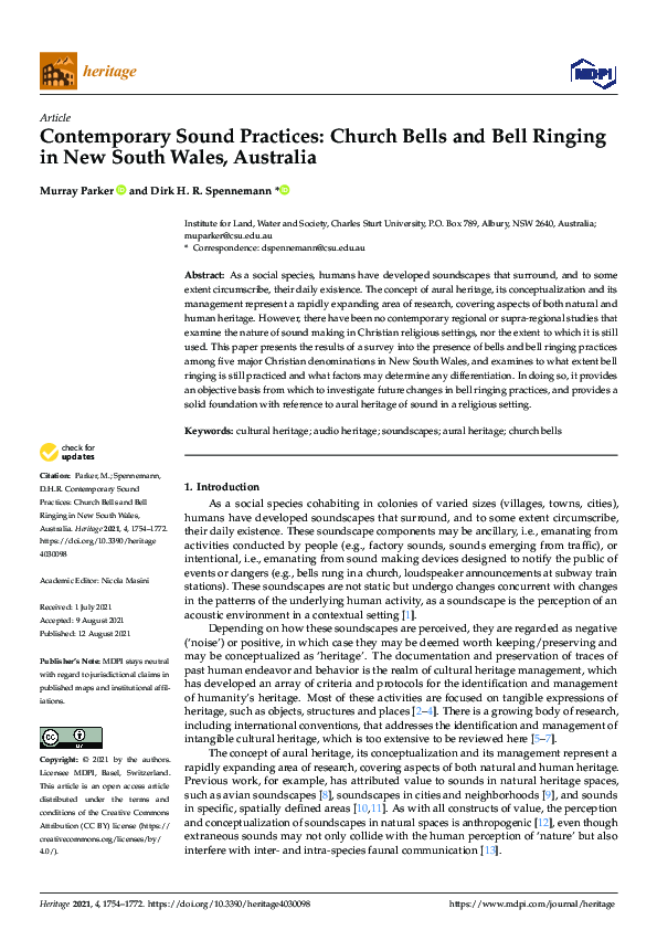 (PDF) Contemporary Sound Practices: Church Bells and Bell Ringing in ...