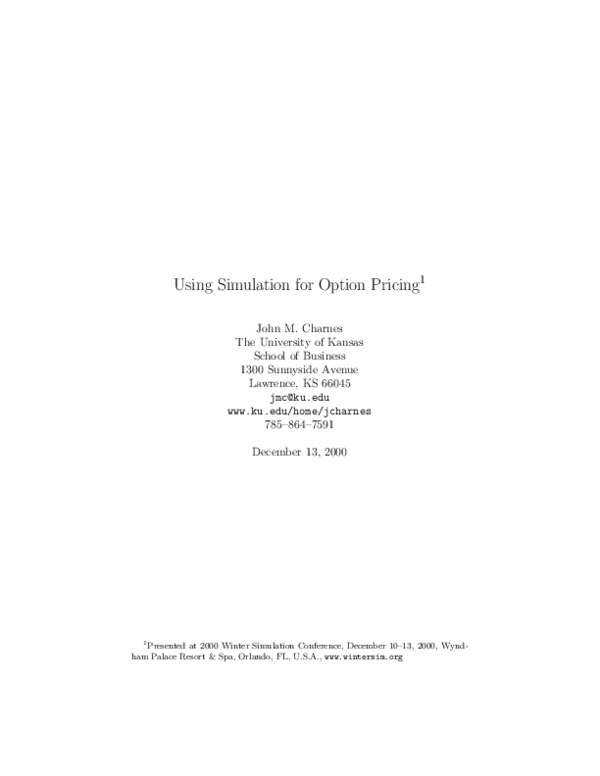 (PDF) Using simulation for option pricing